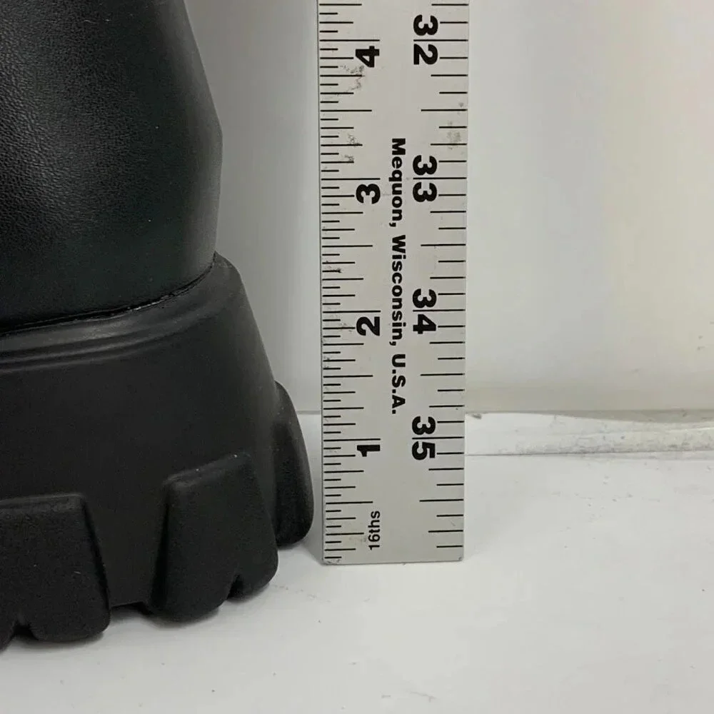 Hot Topic Women’s Black Chains Platform Side Zip Knee-High Boots Size 10 NWOB - Picture 16 of 16